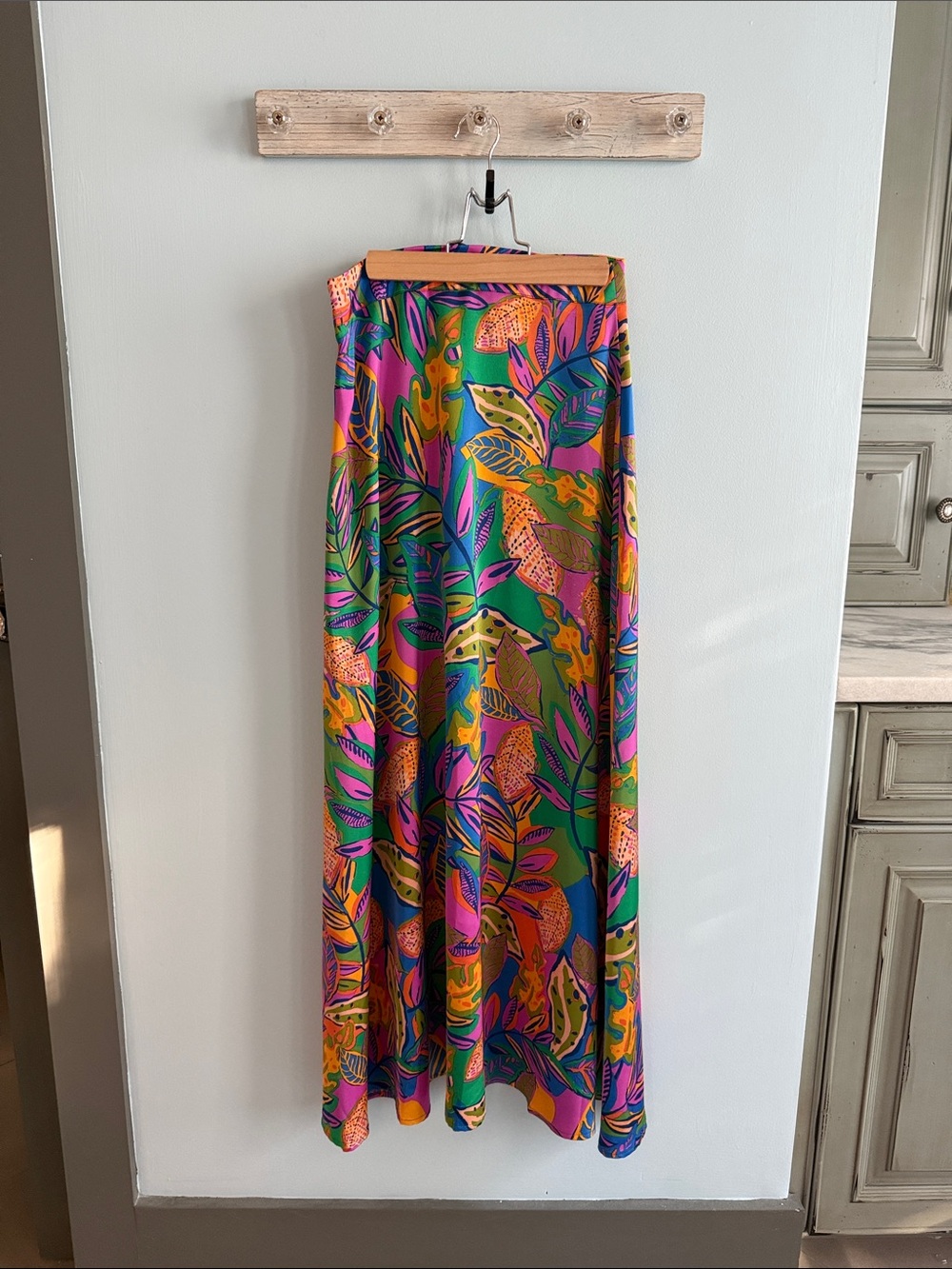Sugarlips Multicolor Tropical Leaf Maxi Skirt - Green, Pink, Orange, Blue